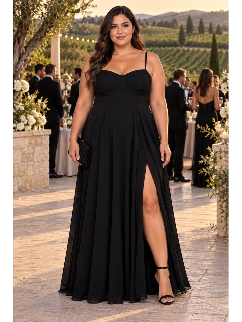 NWT Lulus Cause for Commotion Black Pleated Bustier Maxi Dress 2X
